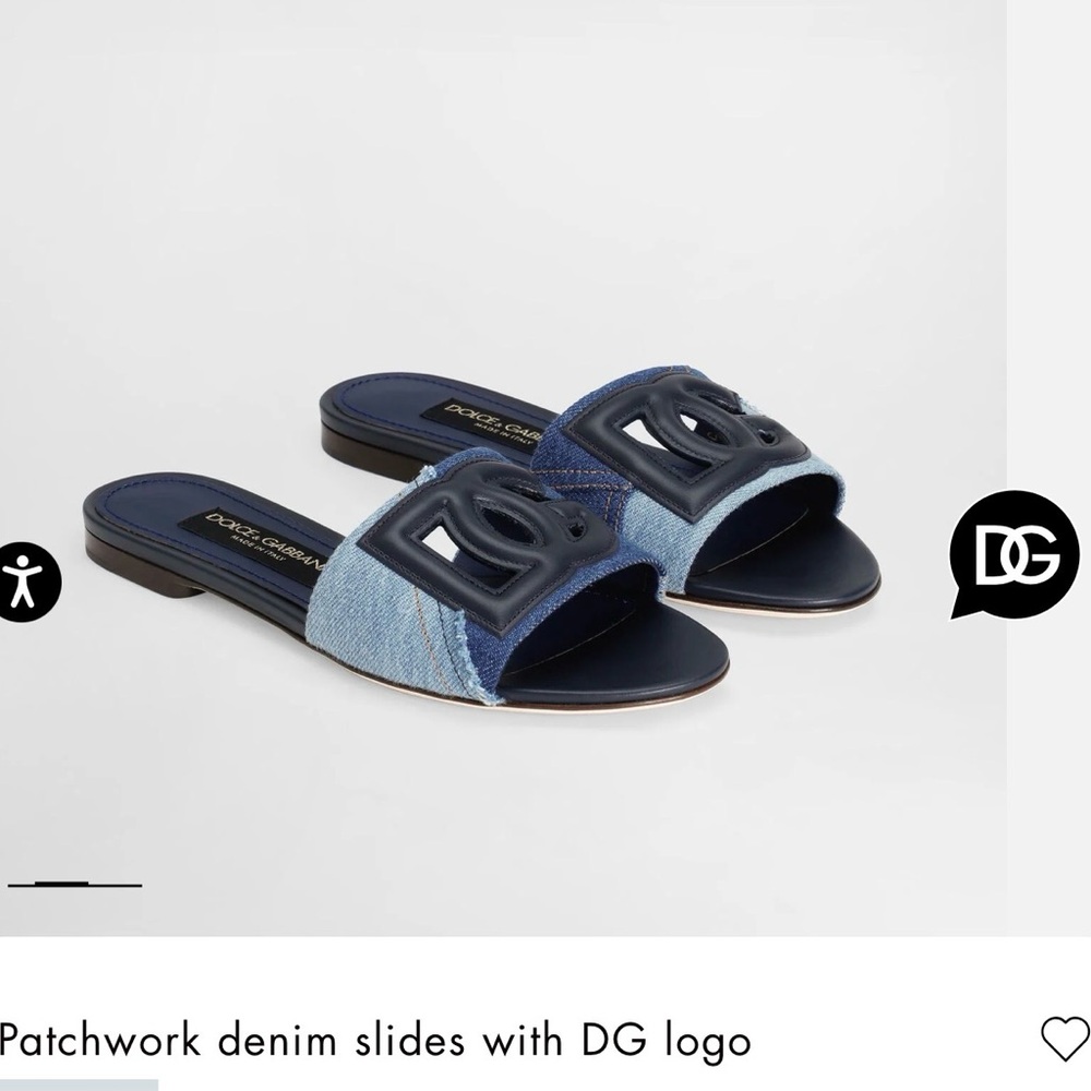 Dolce & Gabbana Blu Navy Patchwork Denim Slides